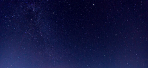 Wall Mural - panorama blue night sky milky way and star on dark background.universe filled with stars, nebula and