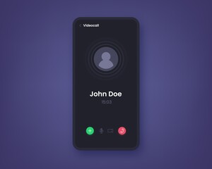 Aufkleber - Phone video call. Realistic mockup of application UI for mobile conference, online communication interface with screen buttons. Private or business conversation, vector smartphone display template