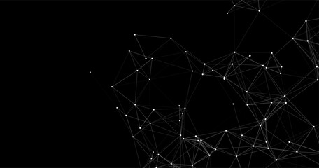 Wall Mural - network connection structure on black background. abstract vector technology background with dots an