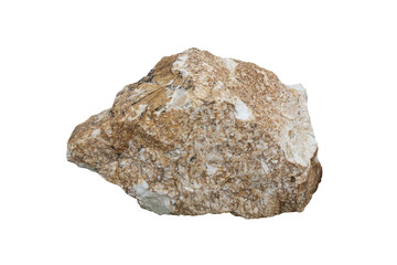 Quartz Stone, White quartzite rock isolated on a white background. Silica Quartz Stone.