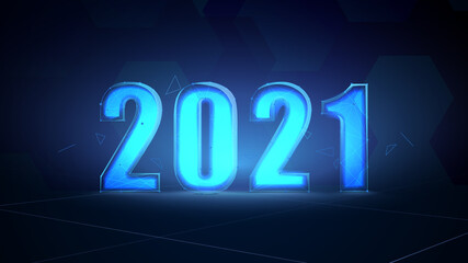 Poster - Abstract futuristic digital technology template for 2021. Vector illustration