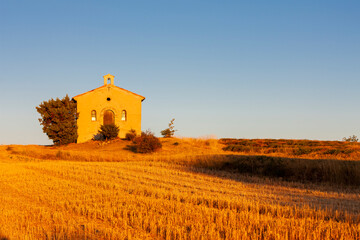 Poster - chapel with lavender field, Plateau de Valensole, Provence, France