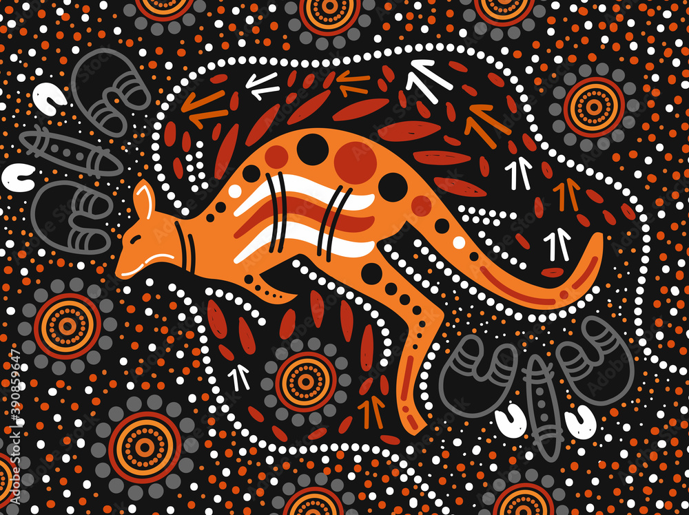 Aboriginal kangaroo background Stock Vector | Adobe Stock