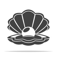 Wall Mural - clam shell with pearl icon transparent vector isolated