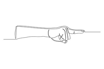 Wall Mural - continuous line drawing of hand show and pointing direction with index finger. Vector illustration