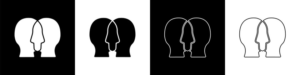 Set Bipolar disorder icon isolated on black and white background. Vector.