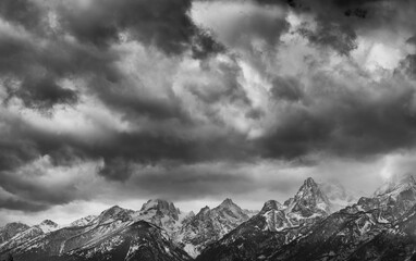 Wall Mural - Clouds and Peaks, Grand Teton National Park, Wyoming, Usa, America