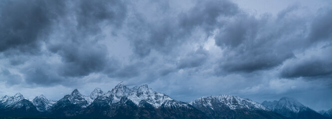 Wall Mural - Clouds and Peaks, Grand Teton National Park, Wyoming, Usa, America