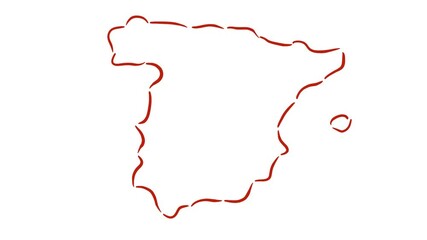 Wall Mural - Spanish outline map of the country made by the strokes of the brush video