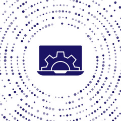 Blue Software, web development, programming concept icon isolated on white background. Programming language and program code on screen laptop. Abstract circle random dots. Vector.