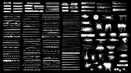 Collection of black paint. Spray paint elements, brush stroke, black splashes set. Sketch grunge charcoal, texture rough scratching pencil chalk line,freehand doodle scribble stroke art brushes vector
