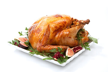 Traditional Roasted Turkey on White