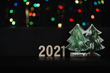 Wall Mural - new year's composition 2021 on a dark background