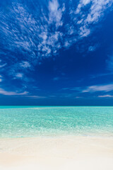 Wall Mural - White sandy beach in Maldives with amazing blue lagoon