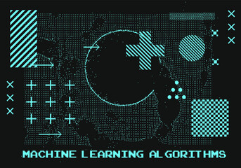 Wall Mural - big data and machine learning visualization. network connection structure made of array of dots and 