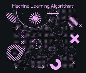 Wall Mural - big data and machine learning visualization. network connection structure made of array of dots and 