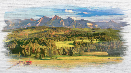 Sticker - Watercolor painting of Tatra mountains in summer, Poland