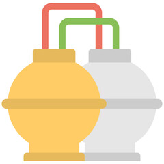 Poster - 
Two water storage tanks with pipe connect flat vector icon
