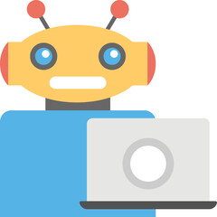 Sticker - 
Flat vector icon design of robot face emoji
