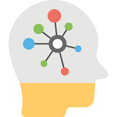 Poster - 
A human brain with connections representing artificial intelligence flat icon
