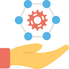 Poster - 
A set of colorful molecules interconnected, molecular network flat icon
