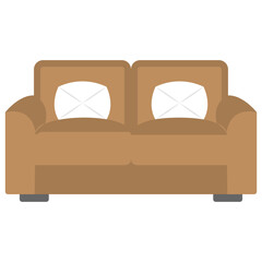 Poster - 
Flat icon of a brown sofa set 
