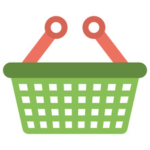 
Flat Icon Of A Green Basket 
