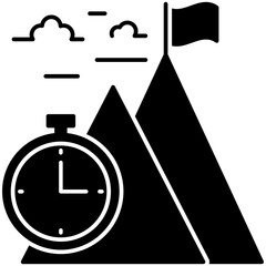 Sticker - 
Target deadline, flat icon mountain peak flag
