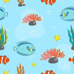 Sticker - Seamless Pattern with underwater concept