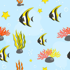 Sticker - Seamless Pattern with underwater concept