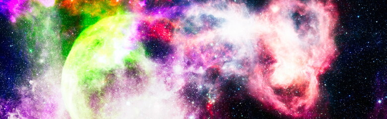 Wall Mural - fiery explosion in space. abstract illustration of universe. elements of this image furnished by nas
