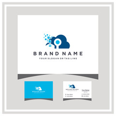 home cloud tech tech logo design and business card vector