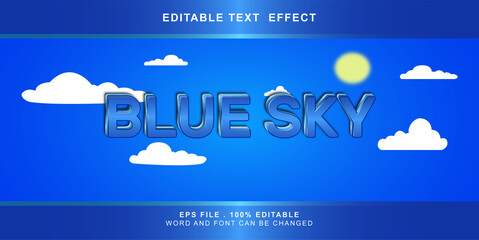 blue sky text effect editable