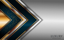 Luxury Shinny Silver Background Combine With Golden Lines Element.