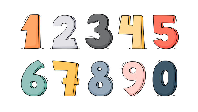 Wall Mural -  - Cartoon set with different numbers.