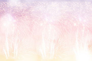Wall Mural - colorful of fireworks display on bokeh light in pastel colored for background.