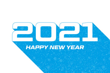 Poster - 2021 happy New year card with long shadow and snowfall.