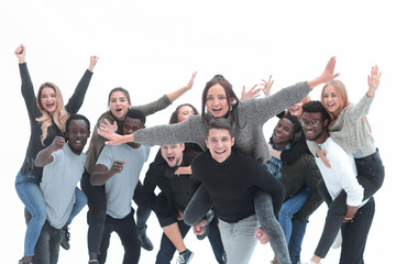 Wall Mural - group of diverse young people have fun together