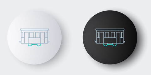 Wall Mural - Line Old city tram icon isolated on grey background. Public transportation symbol. Colorful outline concept. Vector.