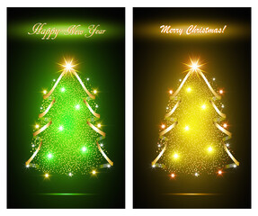 Wall Mural - Happy new year card with abstract christmas tree