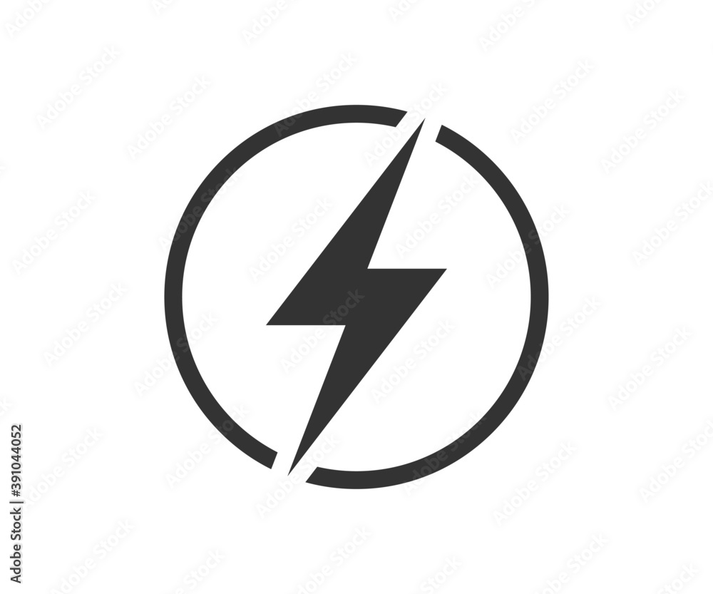 Lightning power icon in circle. Electricity vector symbol. Stock Vector ...