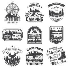 Wall Mural - set of camping badges, patches. camping quote. vector. concept for shirt or logo, print, stamp or te