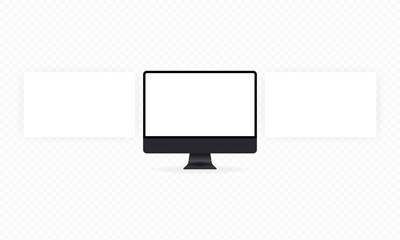 Wall Mural - space gray computer monitor mockup with blank web wireframing pages. the concept of web design. a la