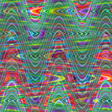 Green Red Waves, Fluid Abstract Background With Lines