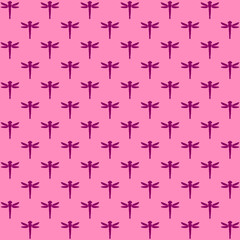 dragon fly dark pink on a light pink background repeat pattern