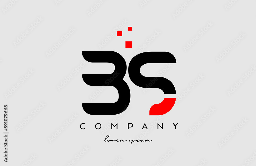 black red BS B S alphabet letter logo icon combination. Design for ...