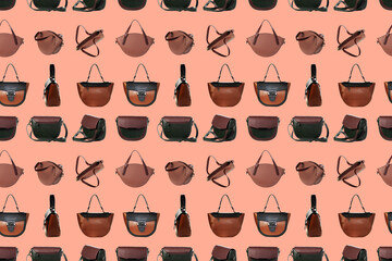 Wall Mural - Pattern from women's handbags of different styles for the designer