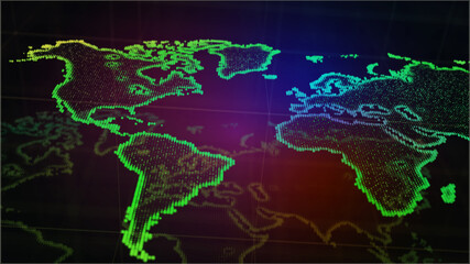 Wall Mural - Abstract dotted World Map. Flat Earth Graph 3d illustration.