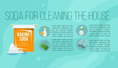 Baking soda illustration Flat style Natural cleaning