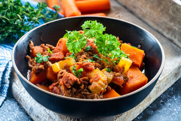 Poster - Mince beef and sweet potato stew